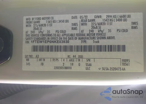 2022 Ford F-150 Xlt from USA, damaged, VIN 1FTEW1EP0NKE03830